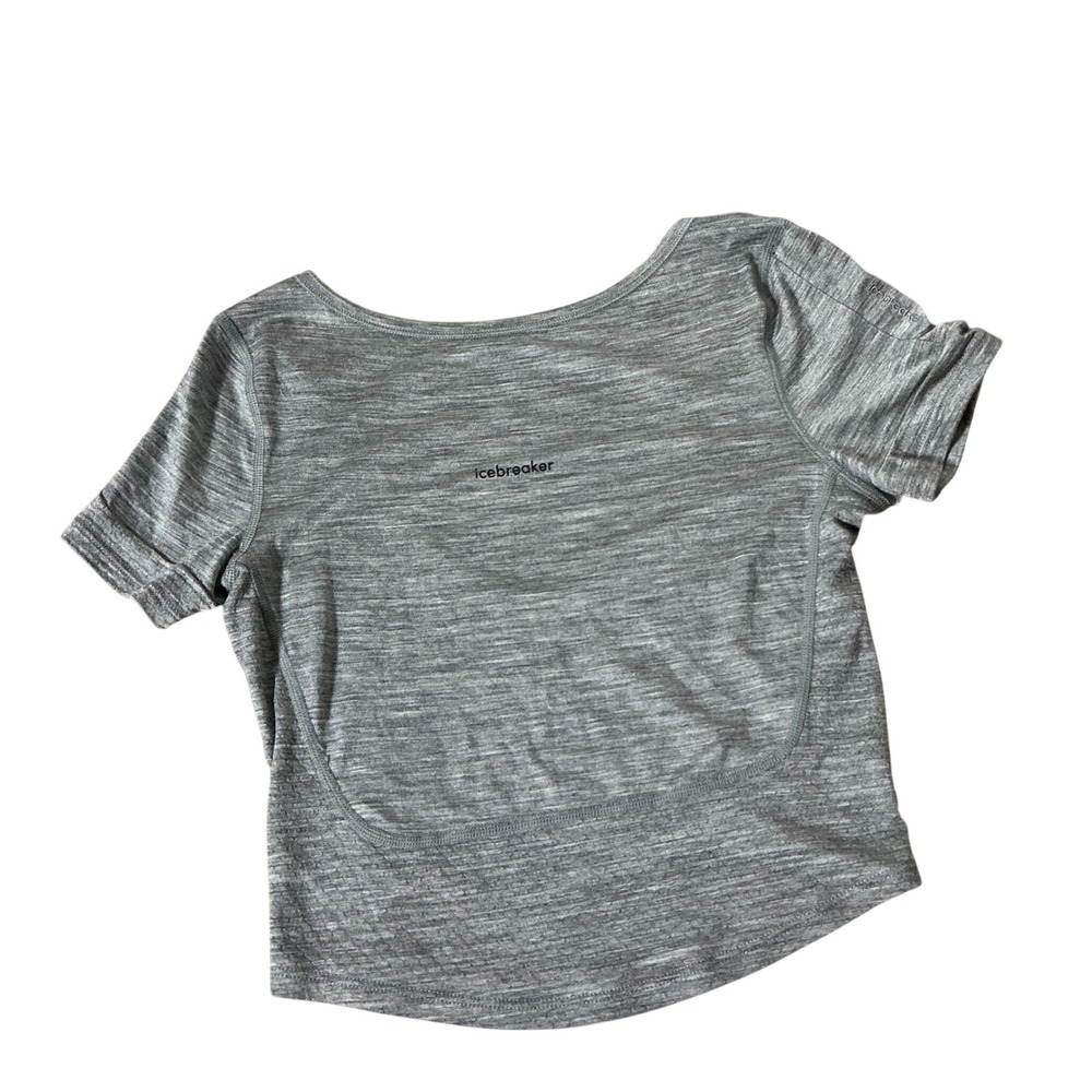 Icebreaker 125 ZoneKnit Merino Wool Crop Top Womens XS Grey Activewear Tee